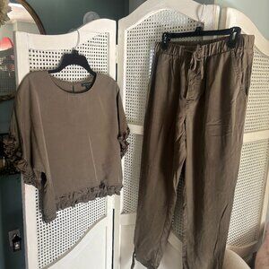 For Cynthia two piece set, olive, top size M, bottoms size S